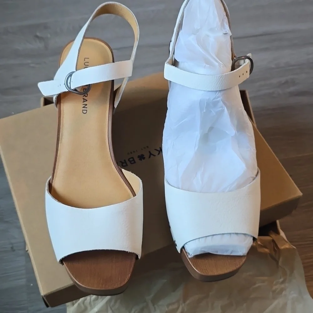 Lucky BRAND Lk-zashti Wedge Women's Sz 10m Angora Vegetable Tumbled Leather - Picture 7 of 8